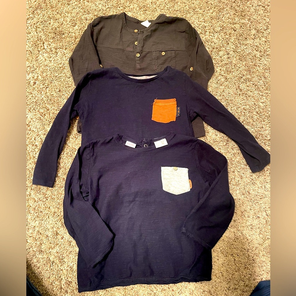 3 long sleeves shirts Zara baby set size 2-3y